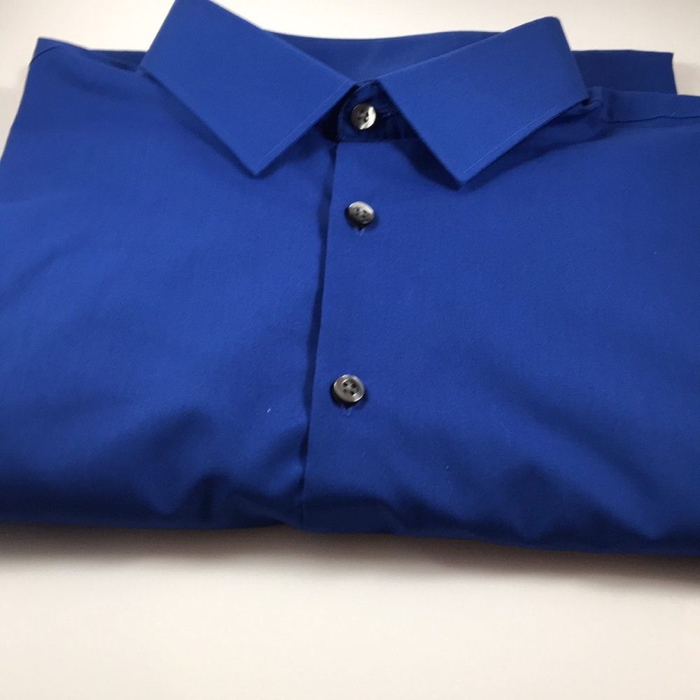 I.Ferrar blue button down shirt 17 neck slim fit